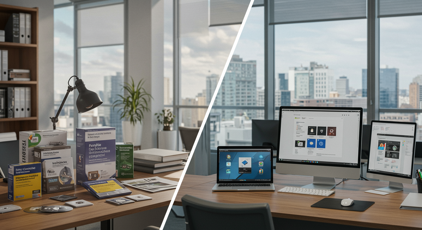 Office永続ライセンスとサブスクリプションの比較イメージ