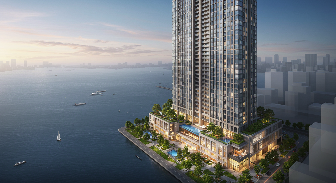 芝浦アイランド ブルームタワーの外観と共用施設