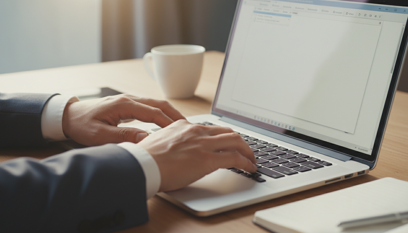 Officeソフトでページ番号を設定する作業風景