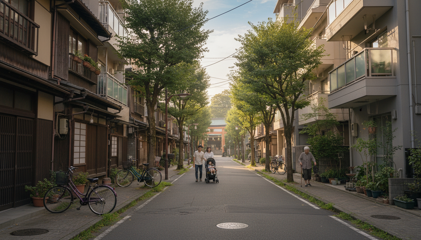 築地エリアの閑静な住宅街と街並み
