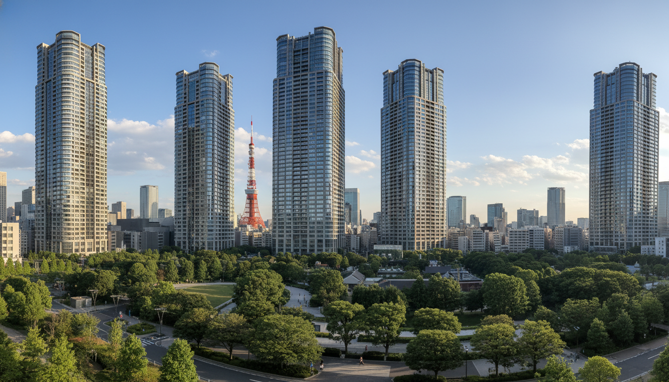 港区の高級タワーマンションと都心の洗練された街並み