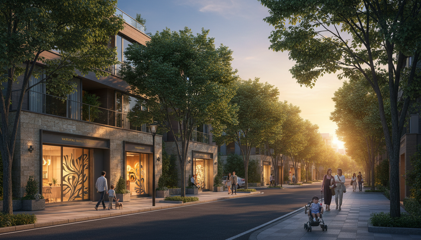 港区元麻布エリアの家族向け施設が充実した街並みの夕景