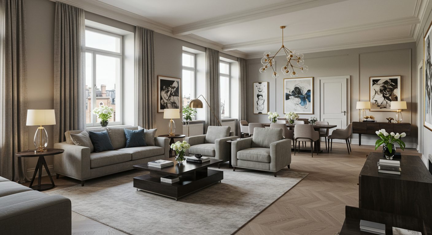 モダンな高級マンションのリビングルーム