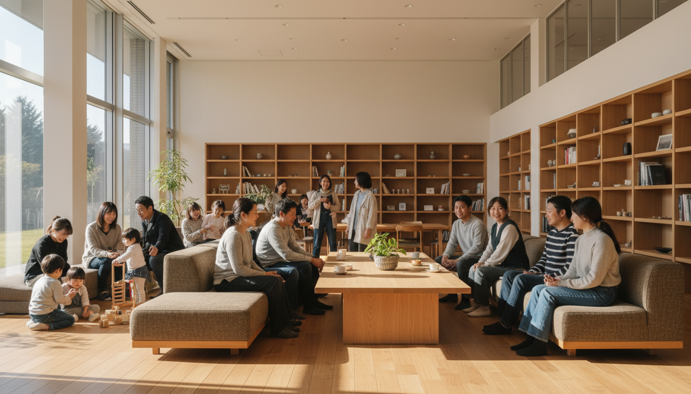 地域コミュニティで交流する親子の様子