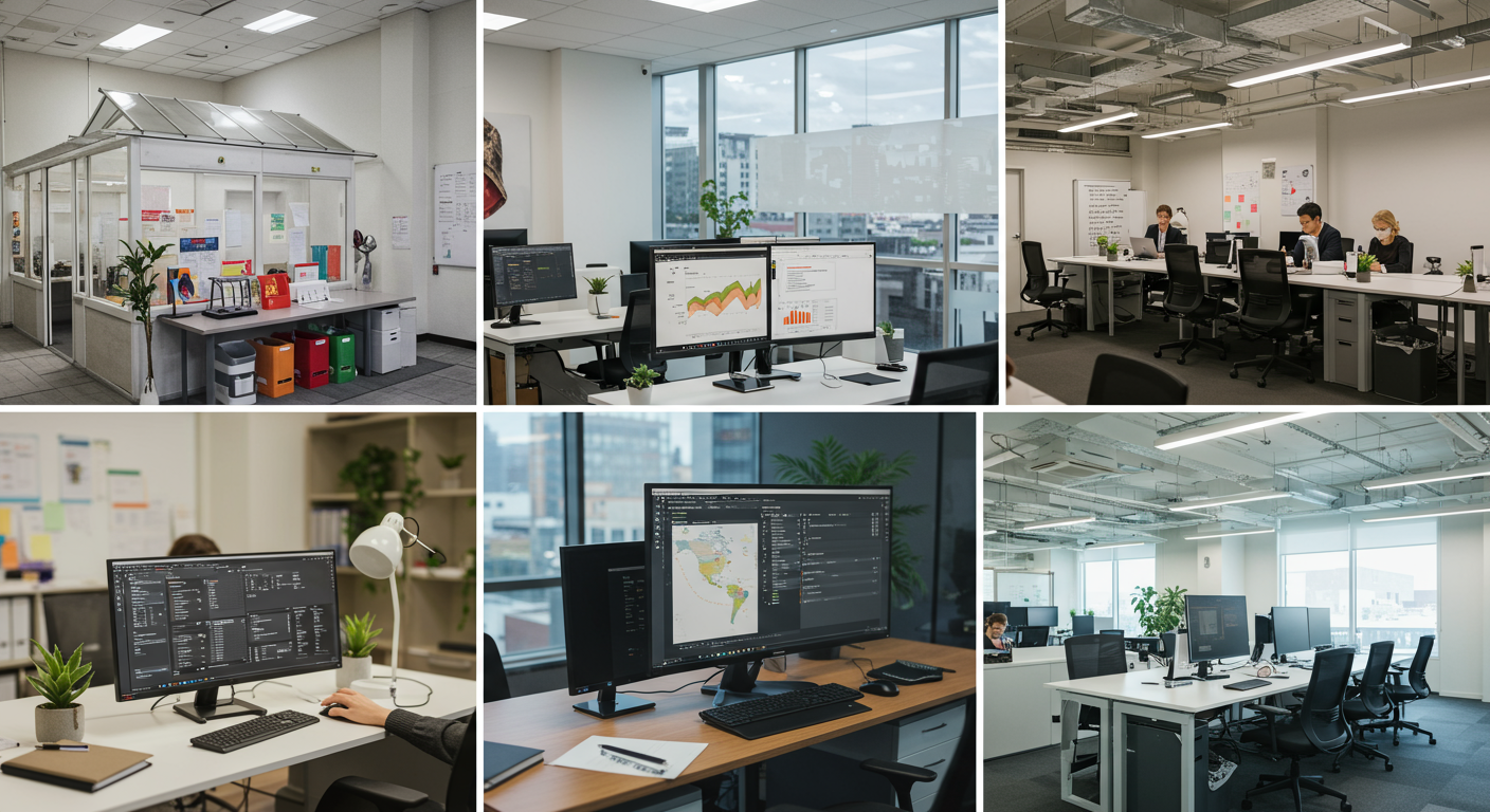 異なる業種の企業オフィス環境