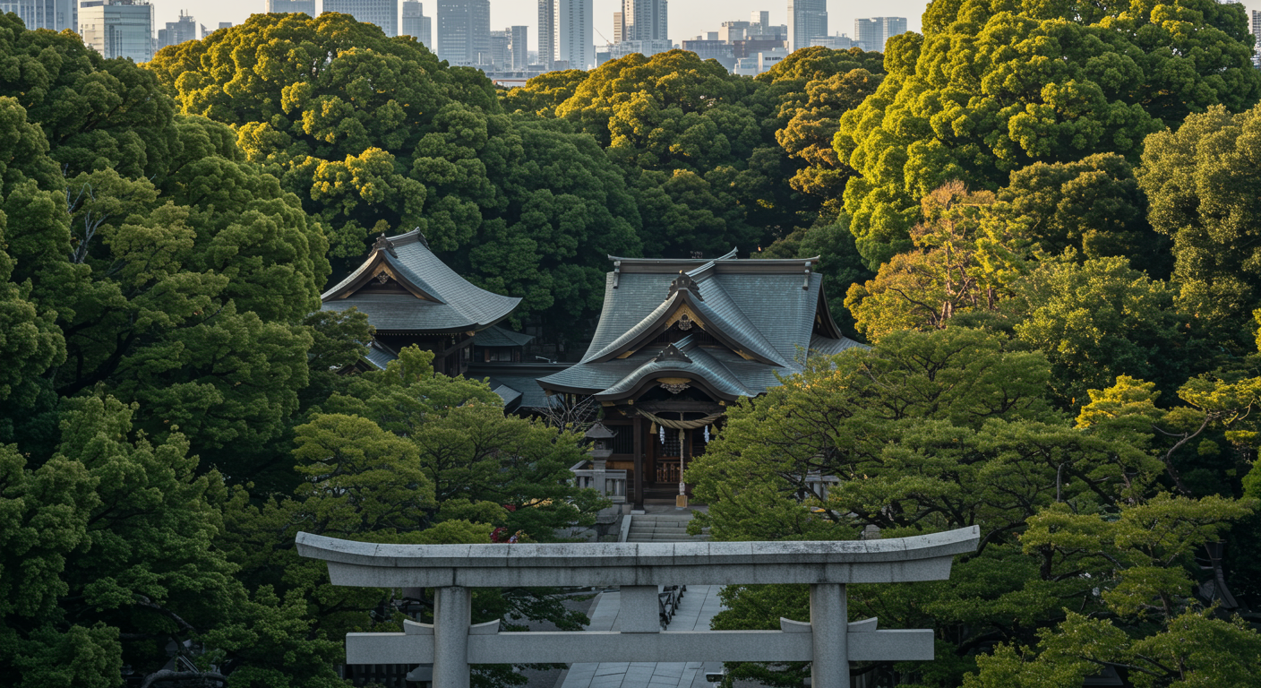 愛宕神社と周辺の緑豊かな環境