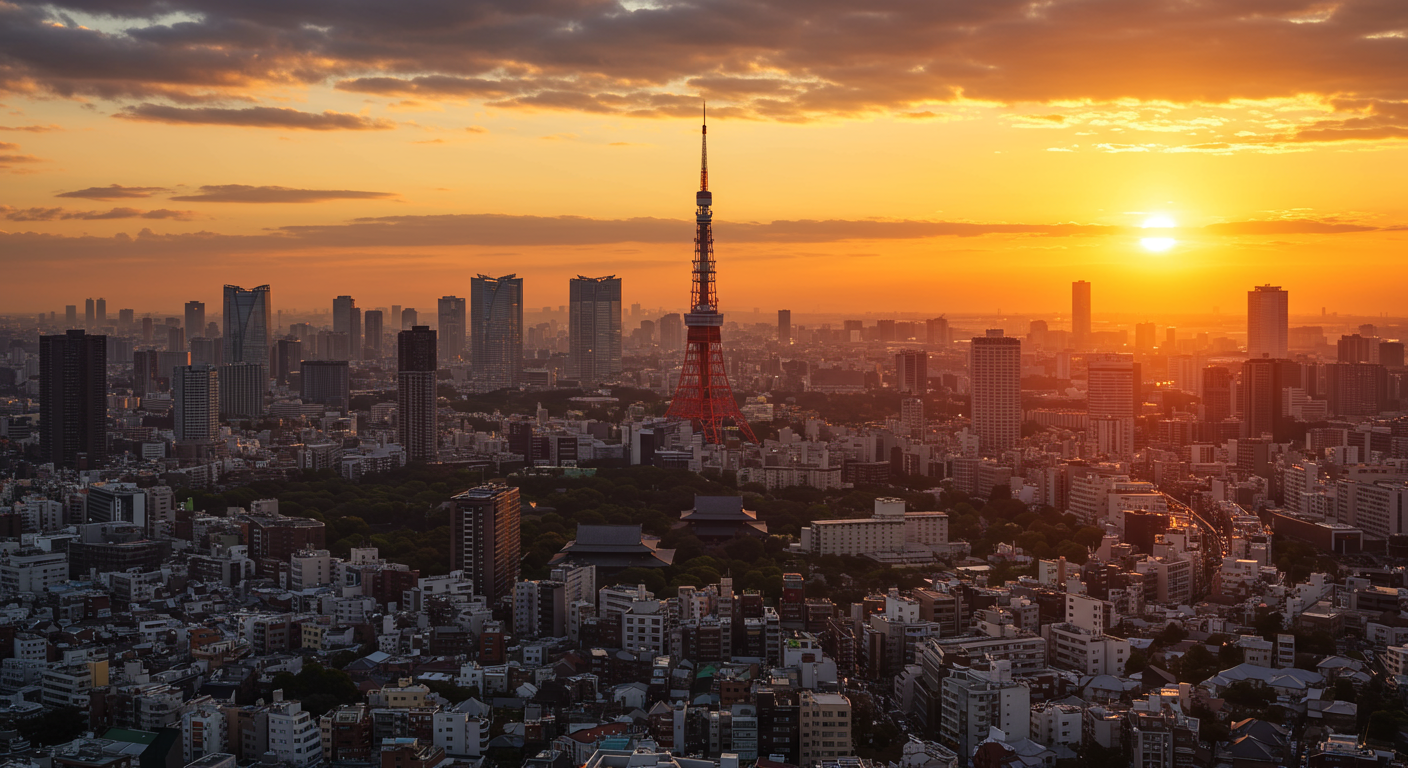 港区愛宕からの夕景と都市の眺め