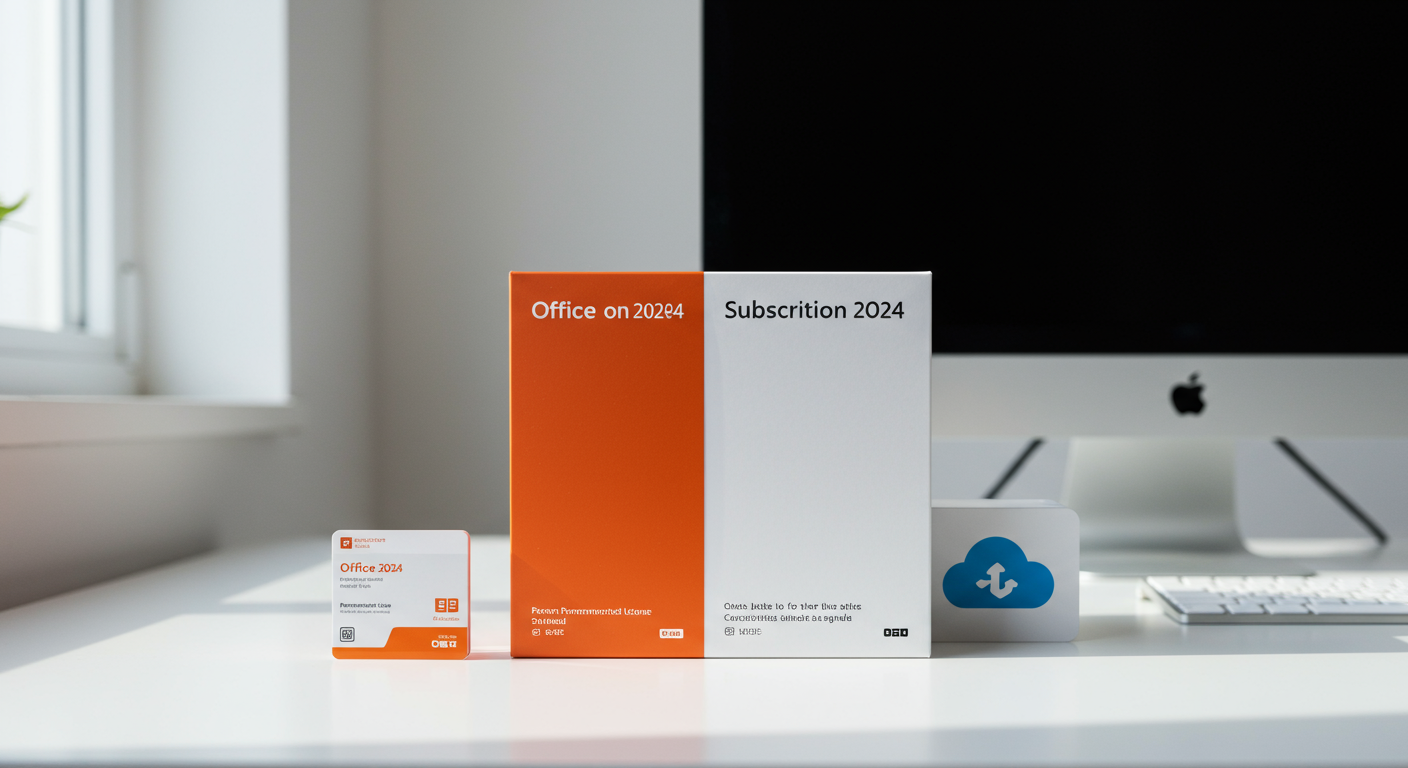 Office 2024買い切り版とサブスク版の比較イメージ