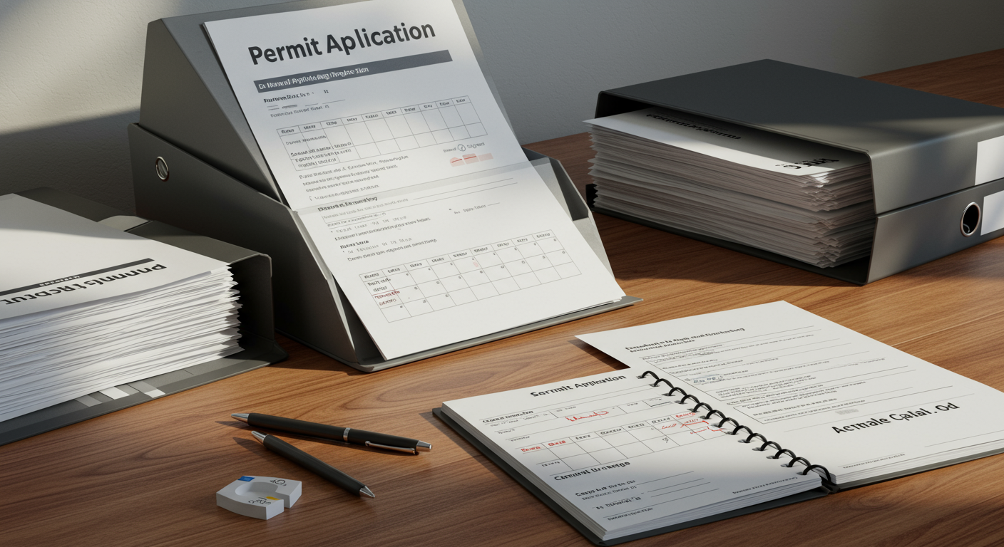 許認可申請の流れを示す書類と手帳