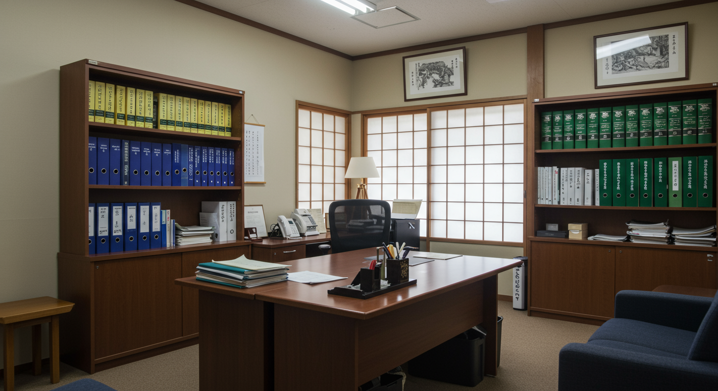 整理された行政書士事務所の内部