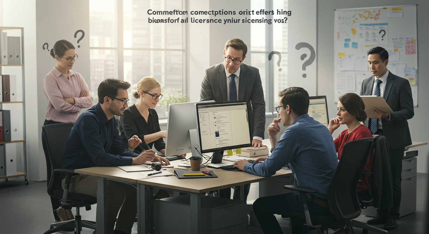 Officeライセンスに関するよくある誤解を示すイラスト