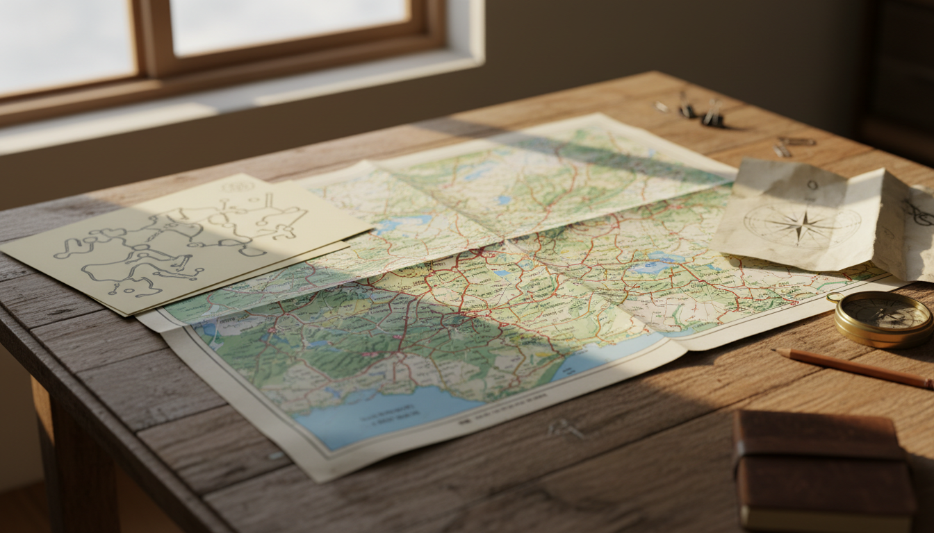 特殊車両の通行経路を示す地図と申請書類