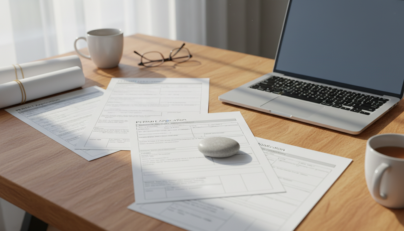 特殊車両通行許可申請書類を作成する様子