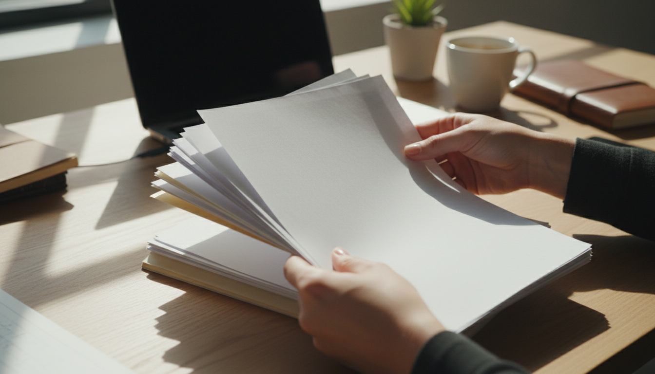 特殊車両通行許可申請の書類を確認する様子