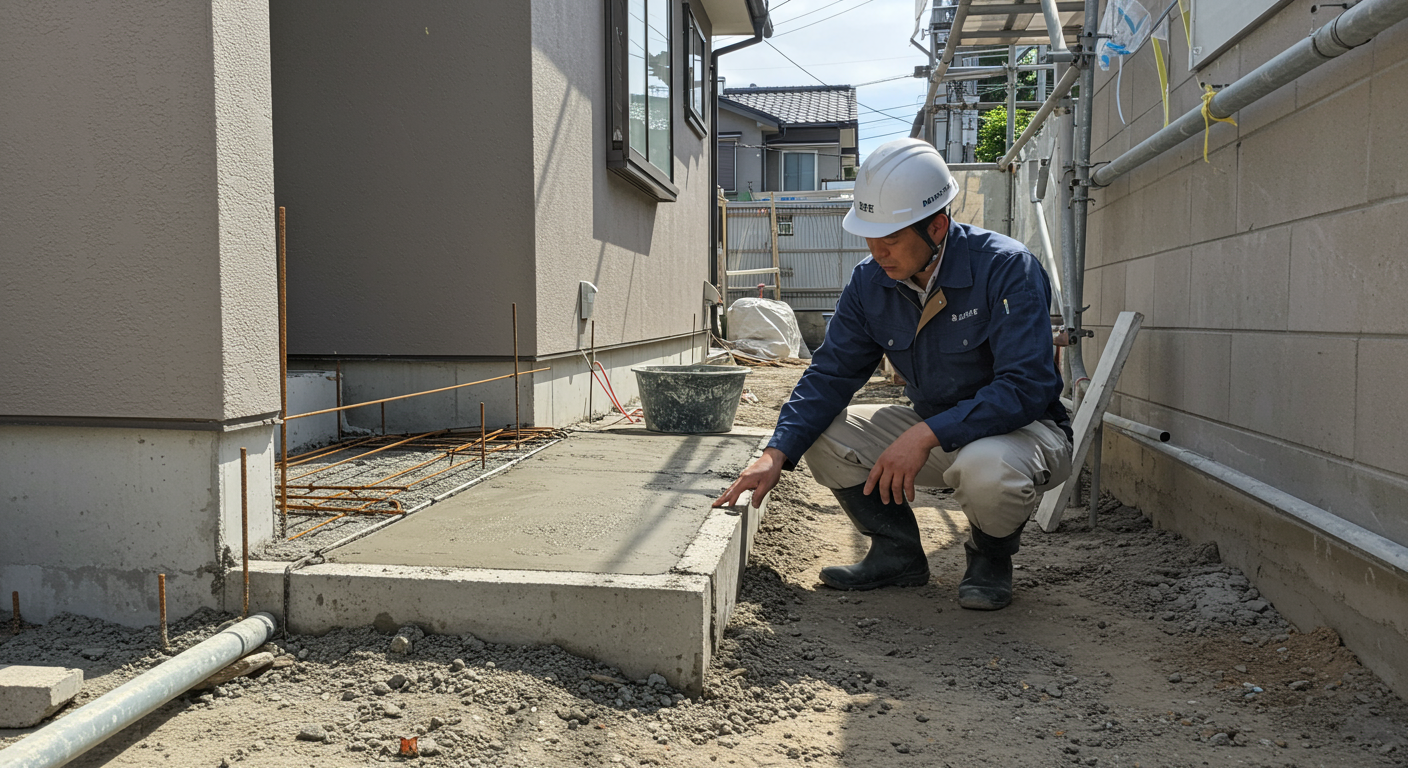 外構工事の品質チェックをするプロフェッショナル