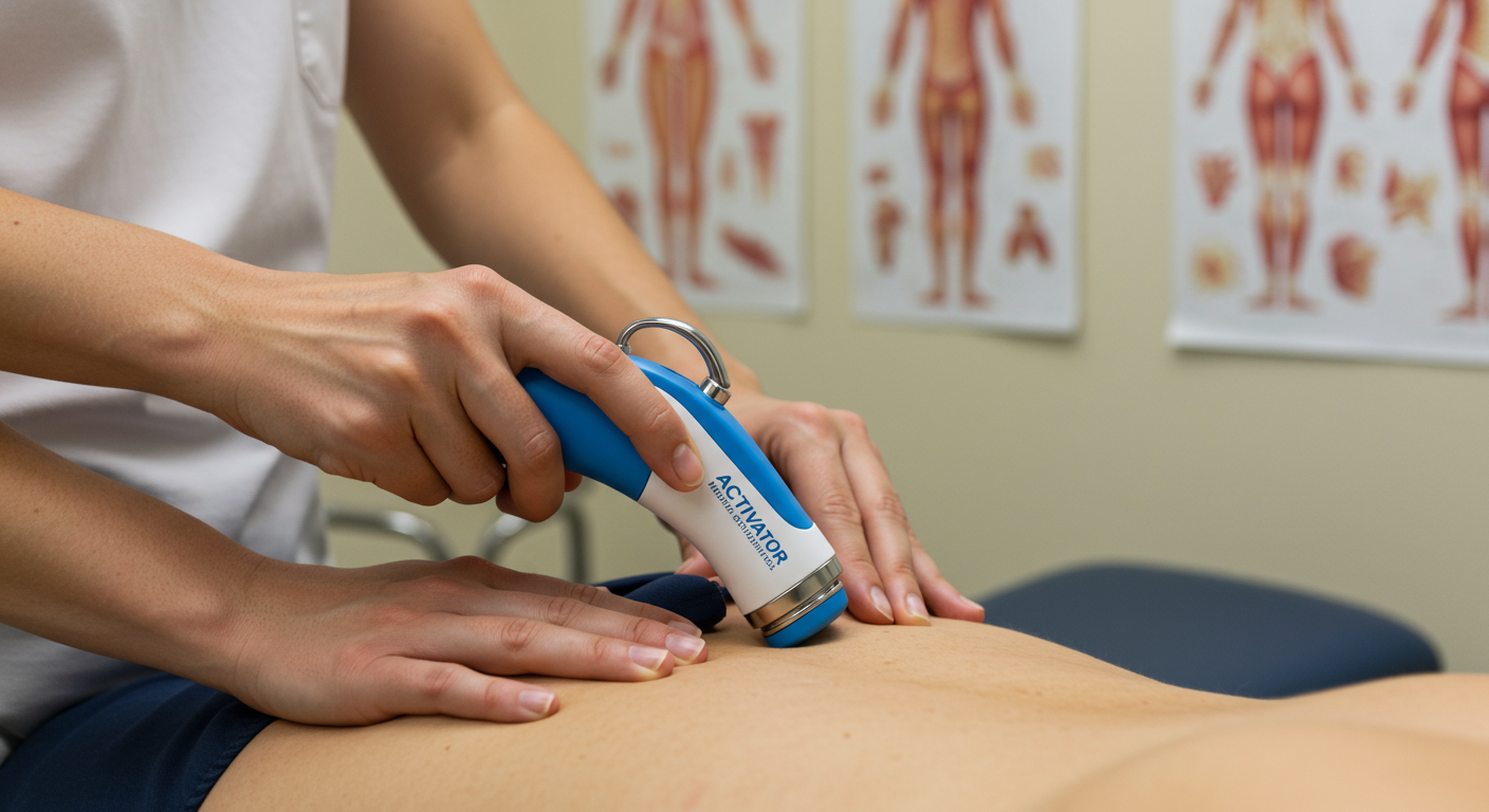 アクティベータを使用した安全なカイロプラクティック施術の様子