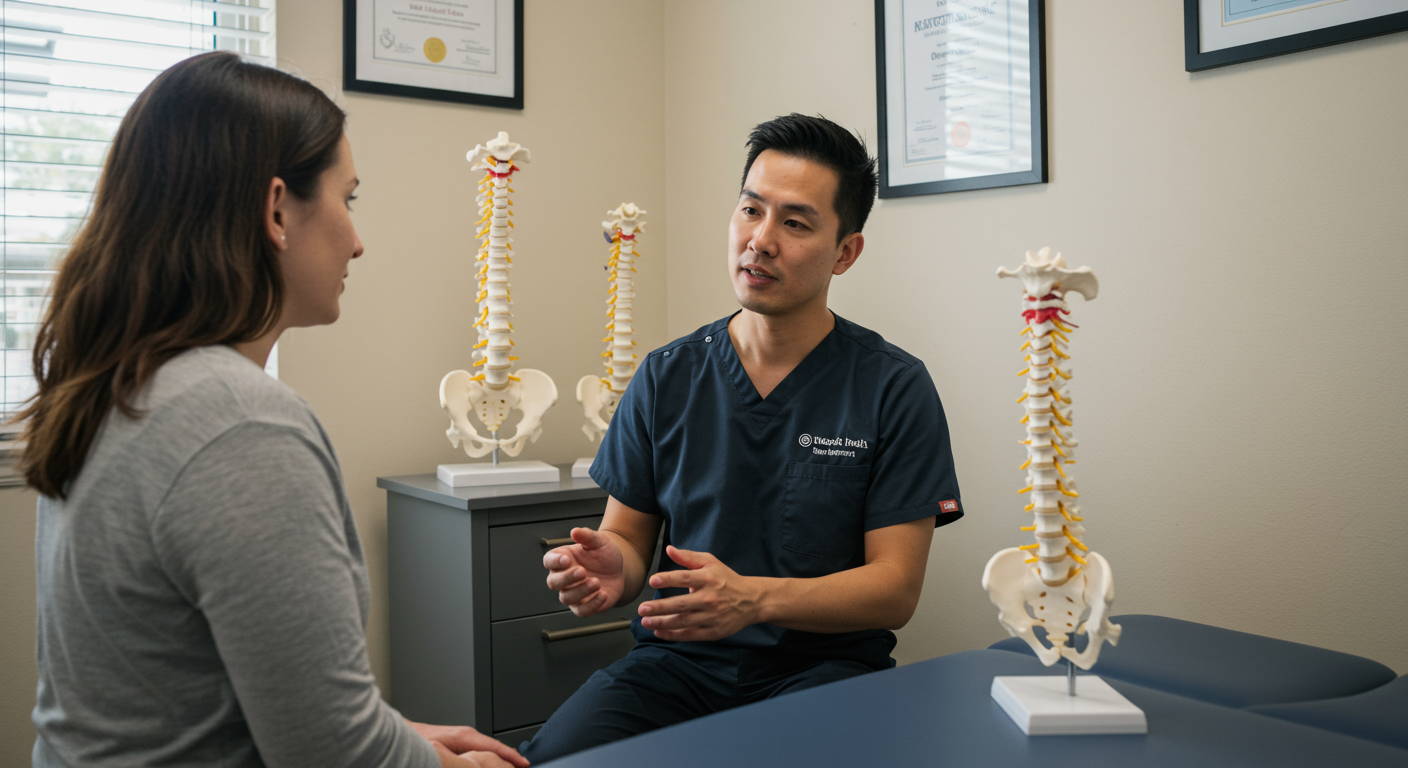 患者と施術者が施術前にカウンセリングを行っている様子