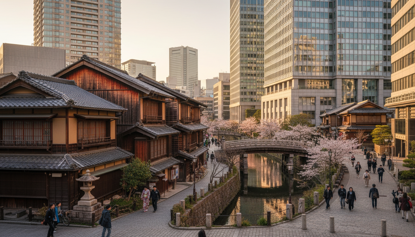 日本橋エリアの歴史的建造物と現代建築の融合