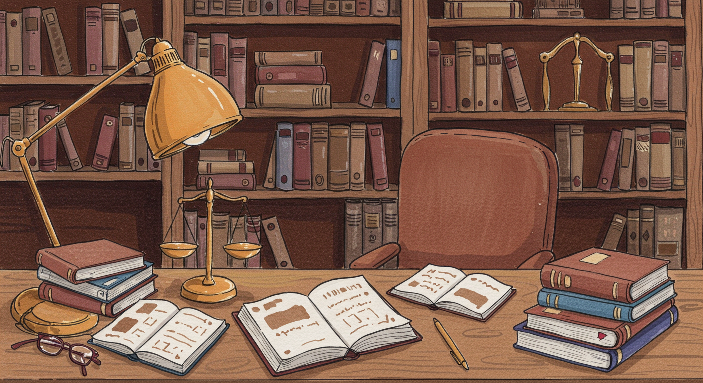 法律の基礎を学ぶ様子を描いたイラスト