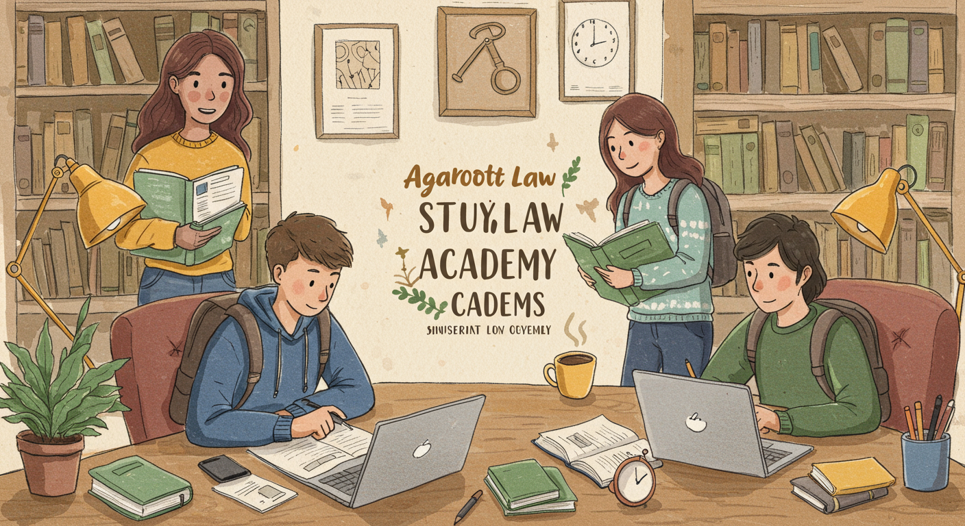 アガルートで学ぶ学生たちのイラスト