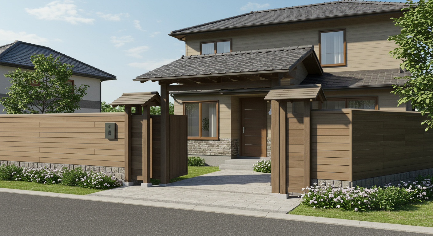 住宅の外観と調和した門扉デザイン