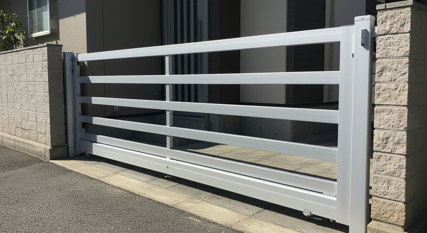 モダンなアルミ製門扉のデザイン