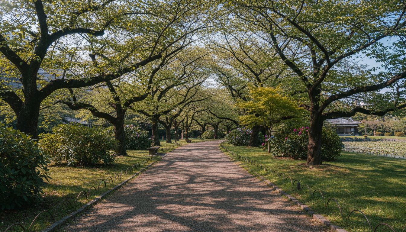 港区南麻布の公園でペットと散歩する風景