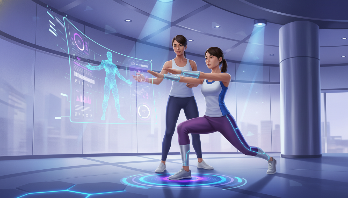 AIパーソナルトレーニングを受ける女性