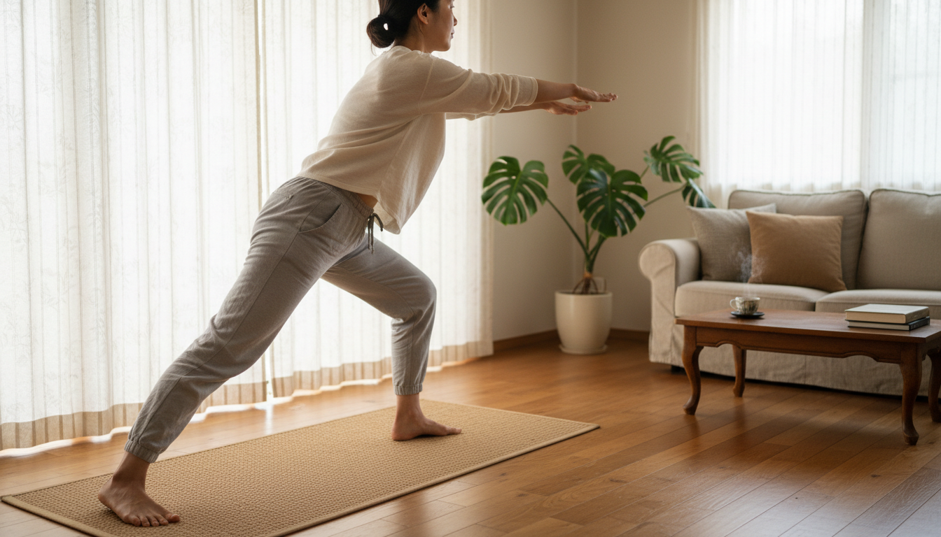 自宅でできるO脚改善エクササイズの様子