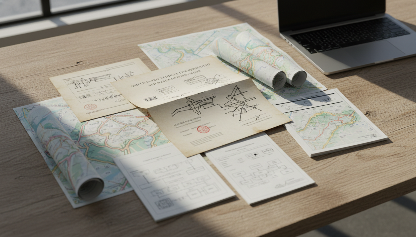 特殊車両通行許可の申請書類と車両の外観図