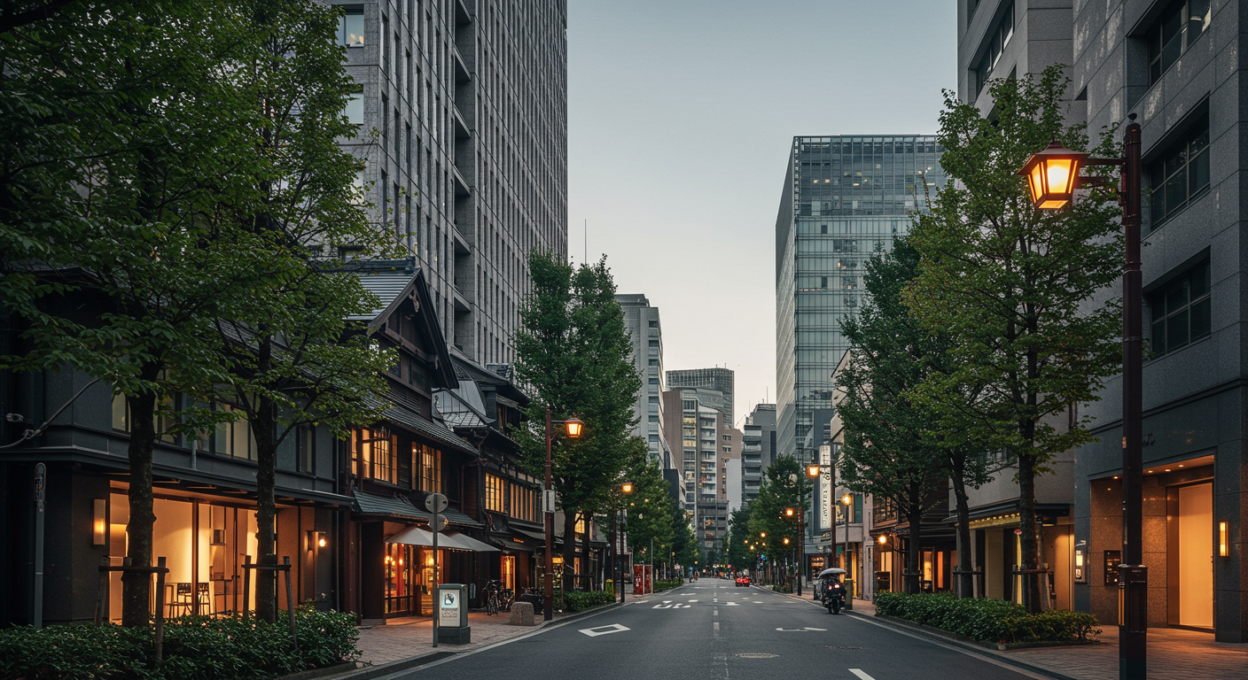 赤坂の洗練された都市景観と緑豊かな街並み
