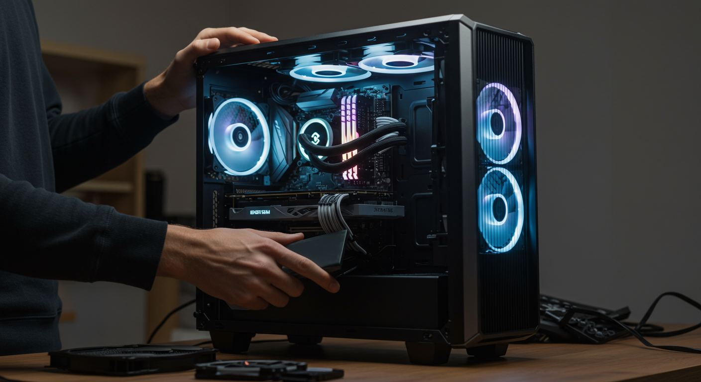 自作PCの組み立て作業風景