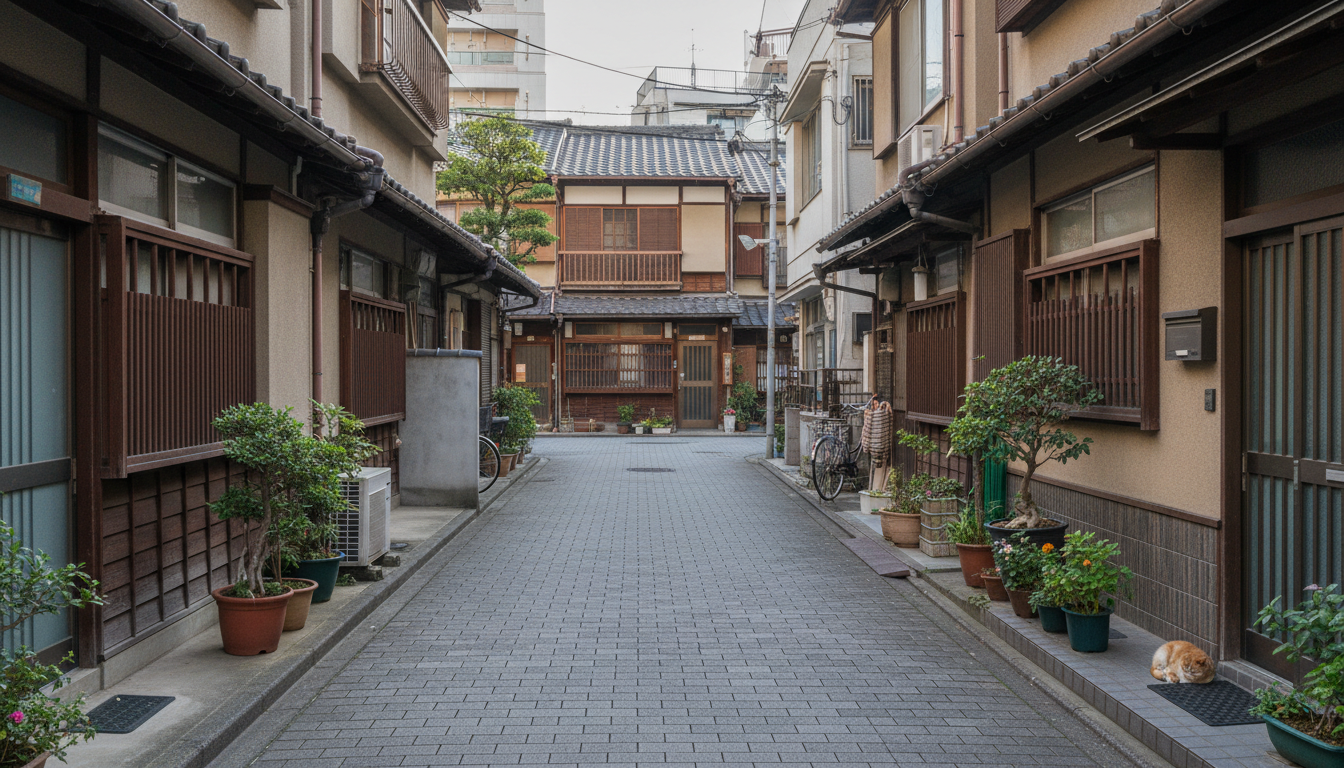 八丁堀駅周辺の新富エリアの街並み 静かな住宅街