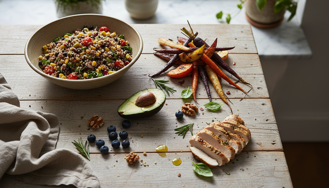 抗酸化栄養素を含む健康食品と野菜