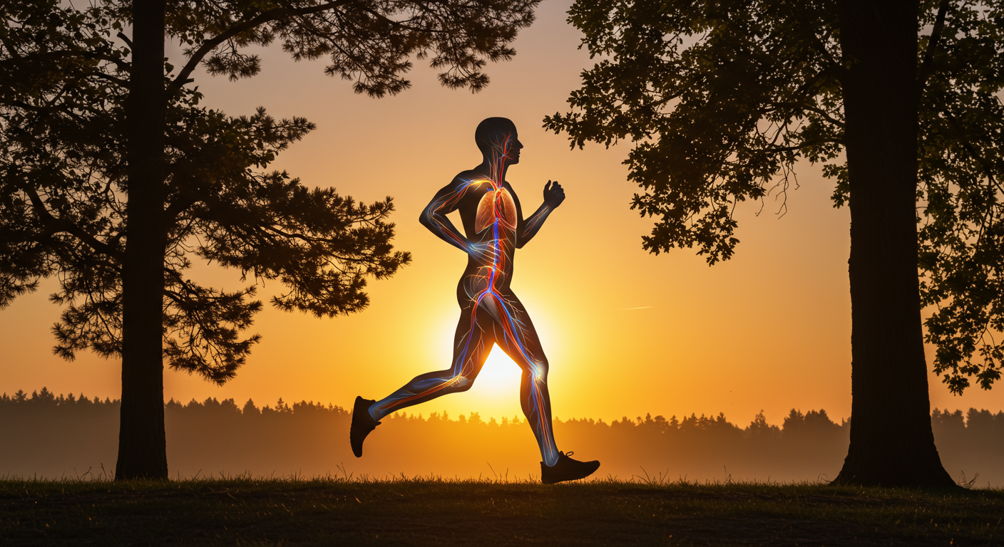 有酸素運動が男性の健康に与える効果を示すイラスト