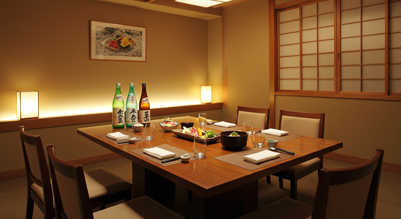 西麻布の高級レストランでの宴会シーン