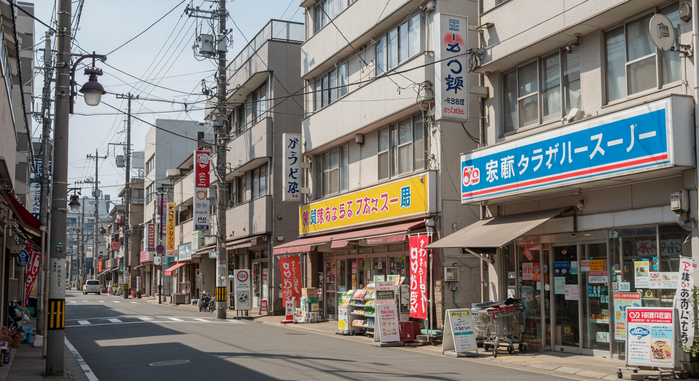 白金エリアの商店街やスーパーマーケットの様子