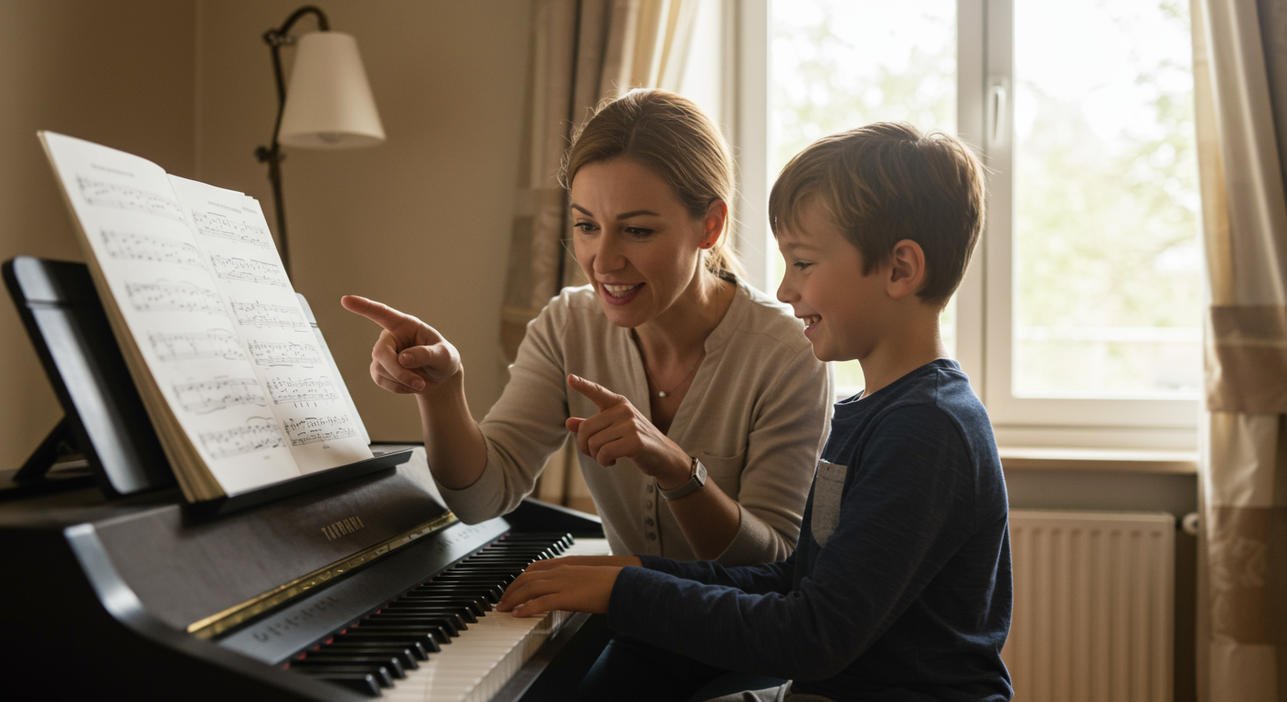 子どもと先生の相性が良いピアノレッスン風景