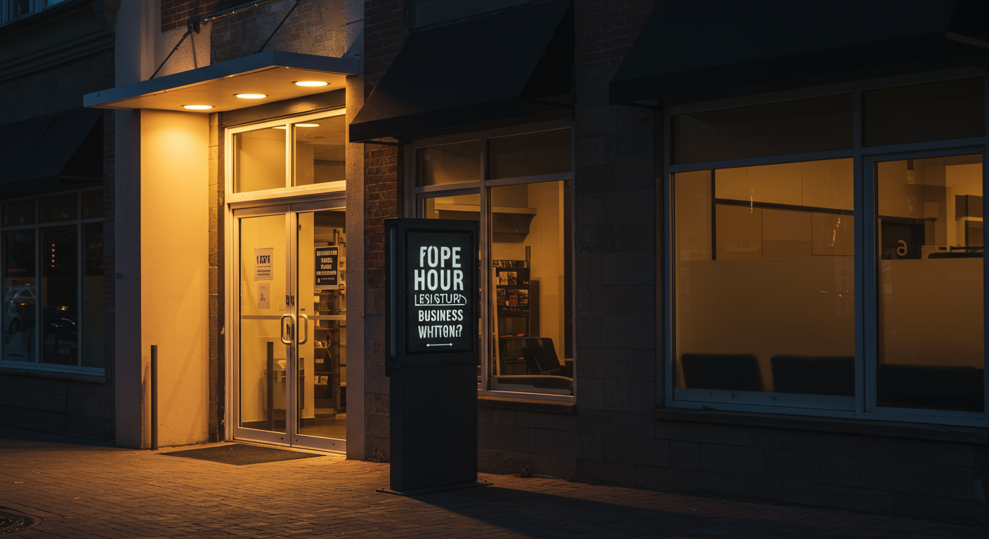 営業時間を示す店舗の看板