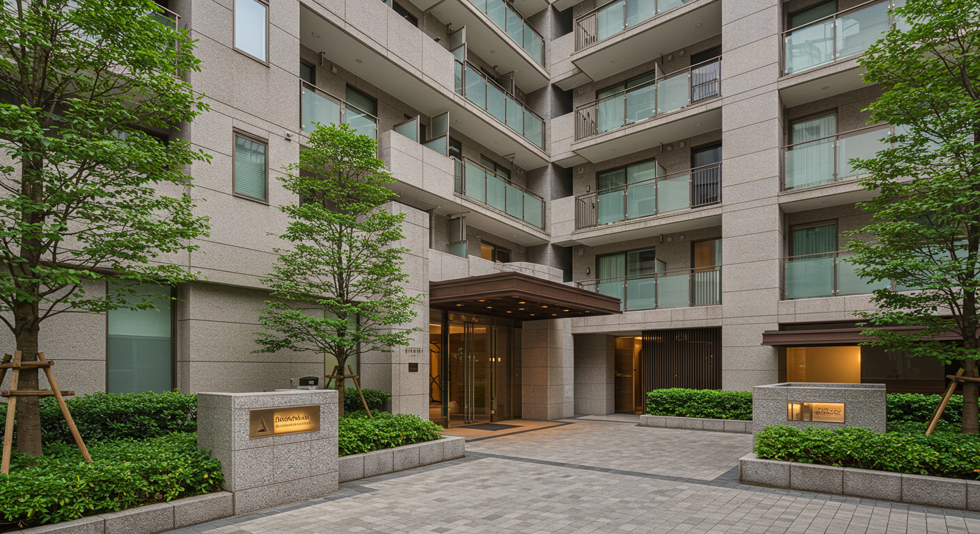 麻布狸穴町の高級マンションの外観