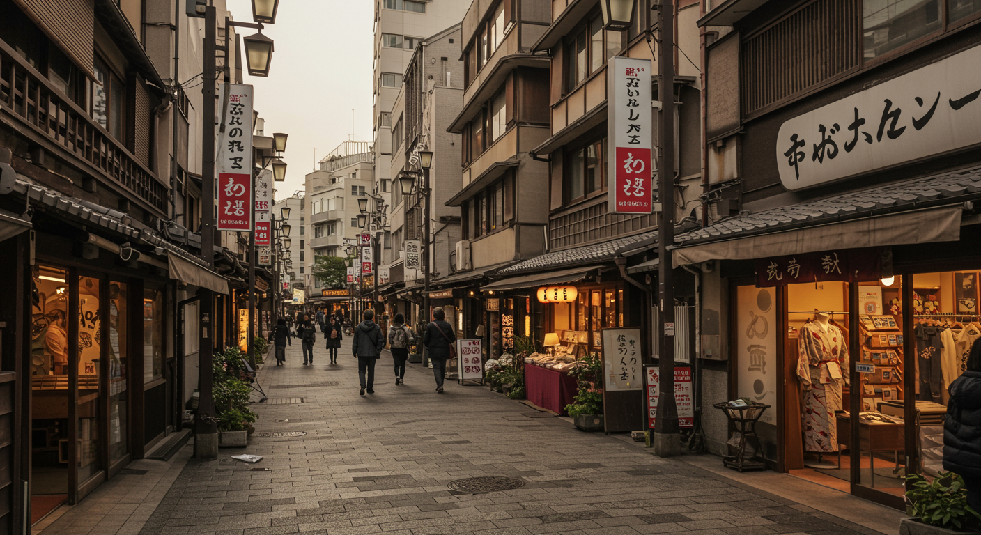 麻布十番商店街の賑わいある風景