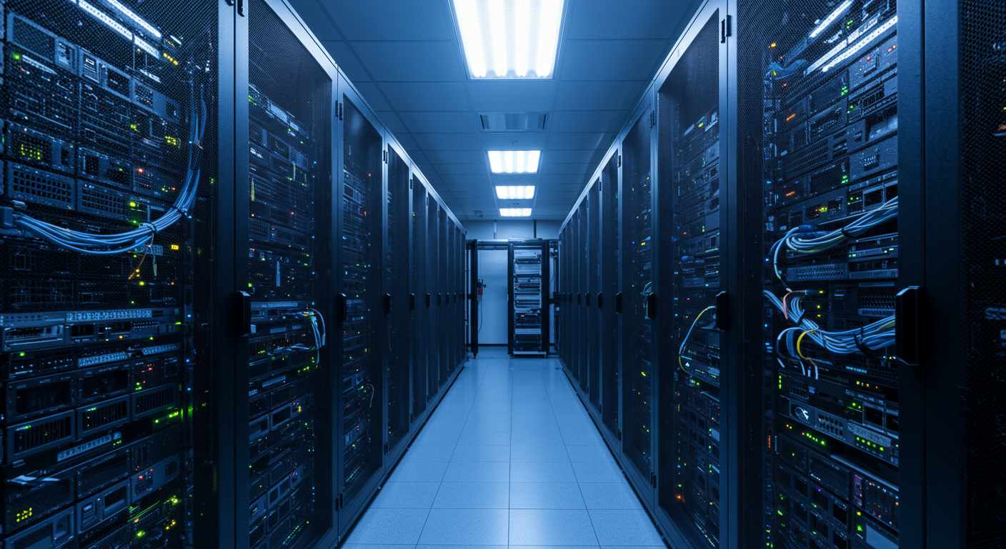 ネットワークに接続された複数のPCとサーバー