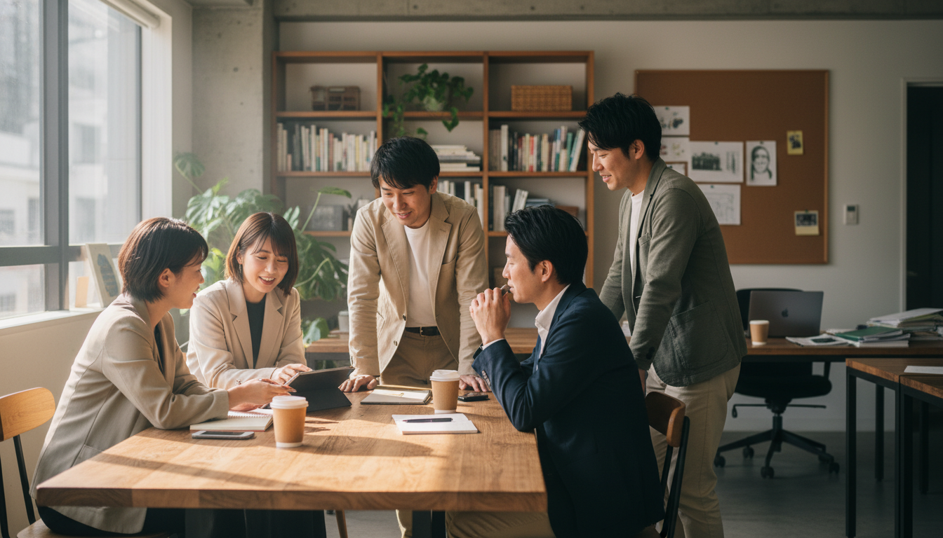 チームでの文書校閲作業の様子