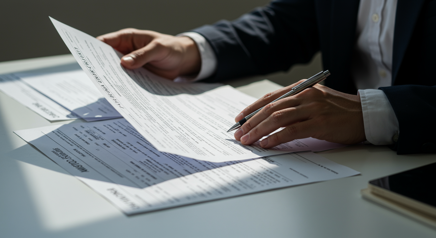 行政書士が書類を確認している様子