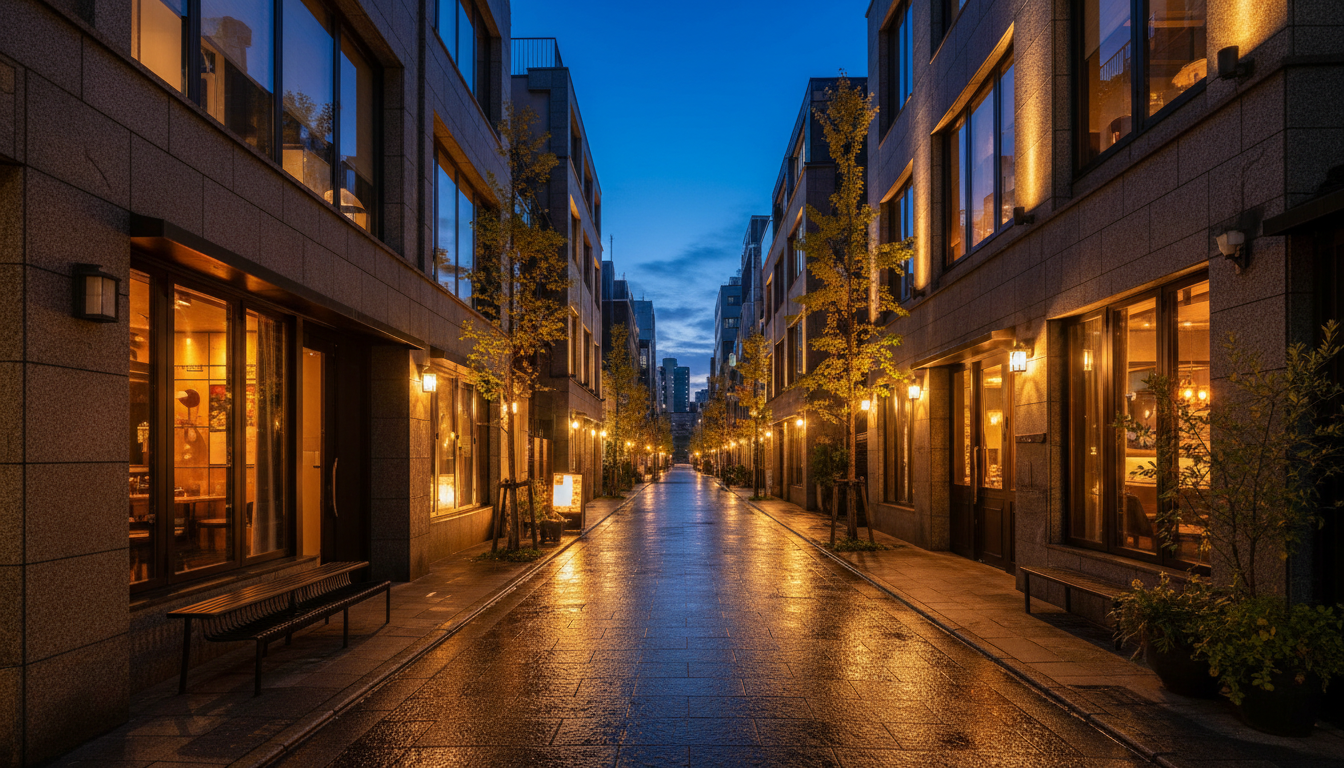 西麻布の高級レストラン街の夜景