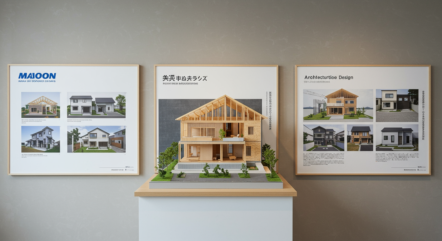 ハウスメーカー、工務店、設計事務所の特徴を比較している様子