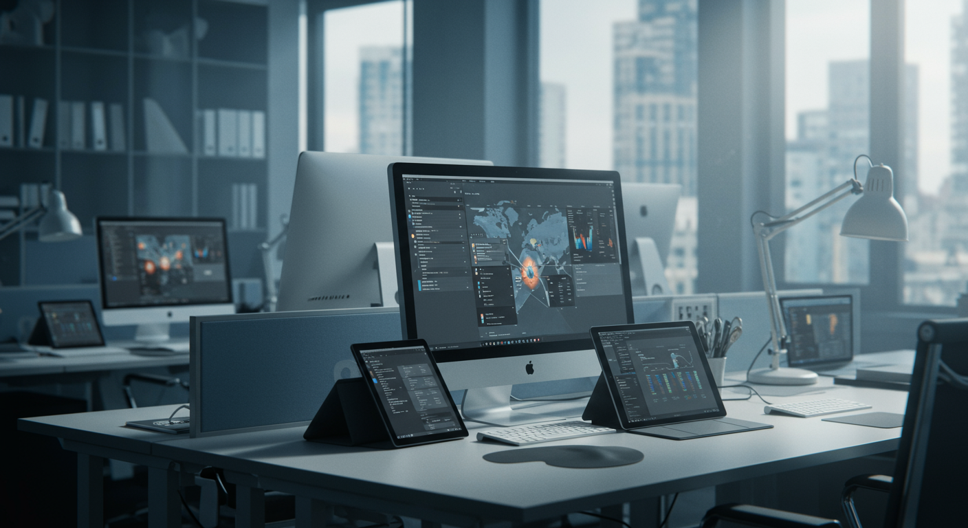 様々なデバイスでのOffice互換性を示す画像