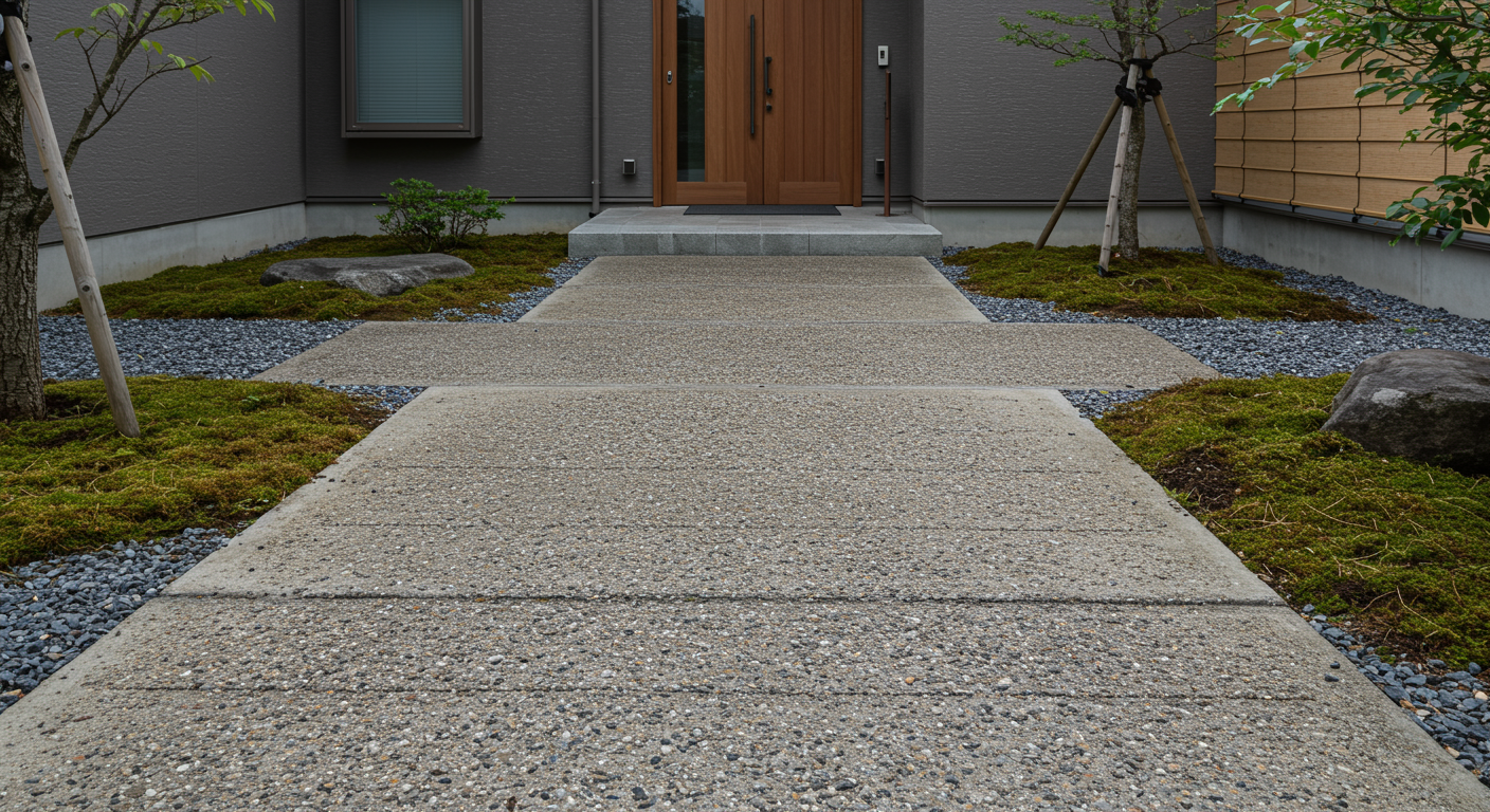 滑りにくい素材を使用したアプローチ