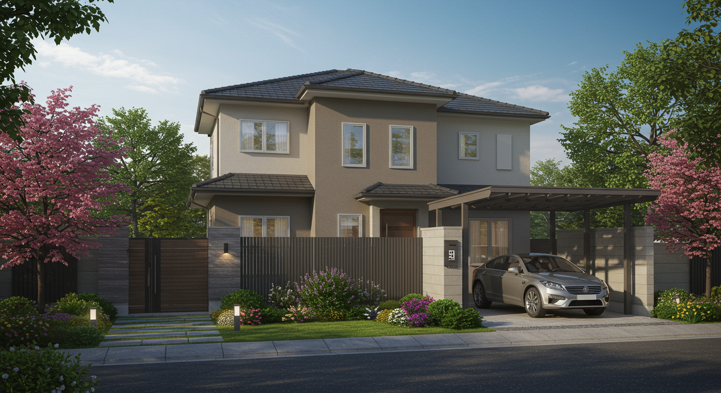 モダンな外構デザインと家の外観