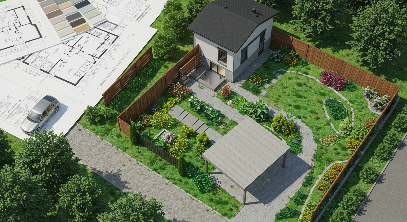 外構計画の図面とサンプル素材